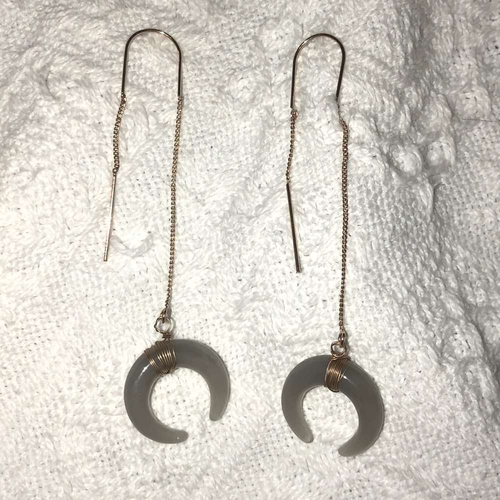 Gray crescent drop earrings